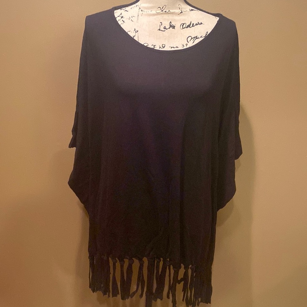 Venus Black fringe swim coverup‎ women size S/M NWOT